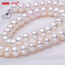 8-9mm Wholesale Button Round Natural Fresh Water Pearl Necklace (E130007)